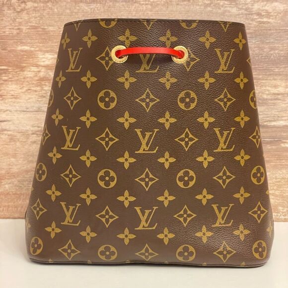 💕SOLD💕Louis Vuitton Monogram Brown Poppy Red NeoNoe Shoulder Handbag Purse - Picture 3 of 16